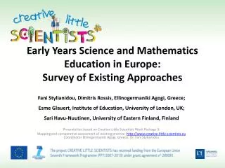 Early Years Science and Mathematics Education in Europe: Survey of Existing Approaches