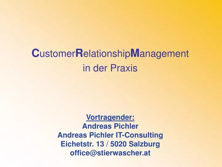 c ustomer r elationship m anagement in der praxis