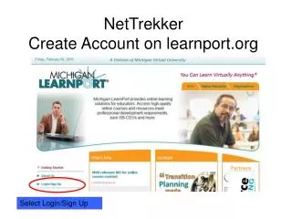 NetTrekker Create Account on learnport