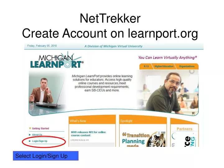 nettrekker create account on learnport org