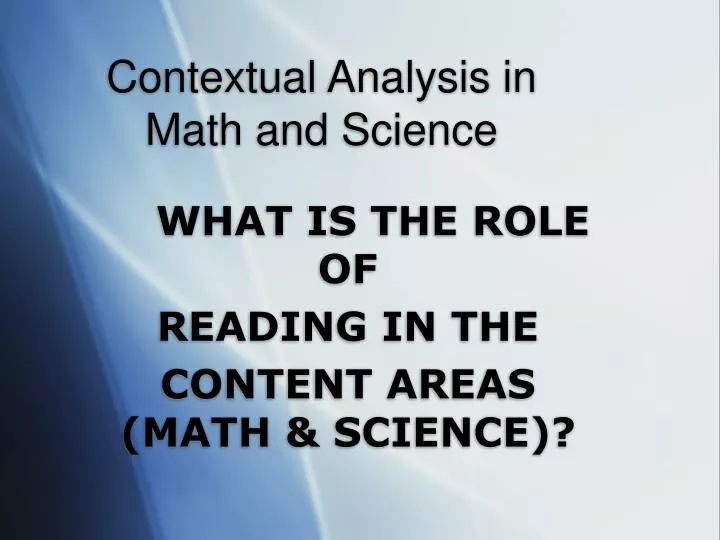contextual analysis in math and science