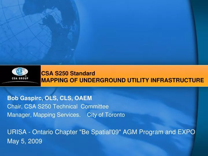 csa s250 standard mapping of underground utility infrastructure