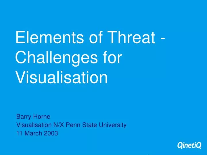 elements of threat challenges for visualisation