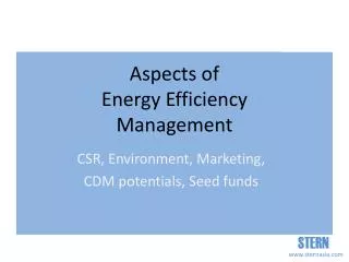 Aspects of Energy Efficiency Management