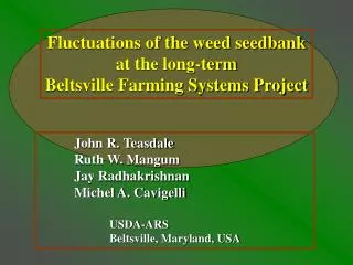 Fluctuations of the weed seedbank at the long-term Beltsville Farming Systems Project