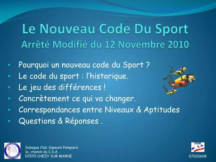 le nouveau code du sport arr t modifi du 12 novembre 2010