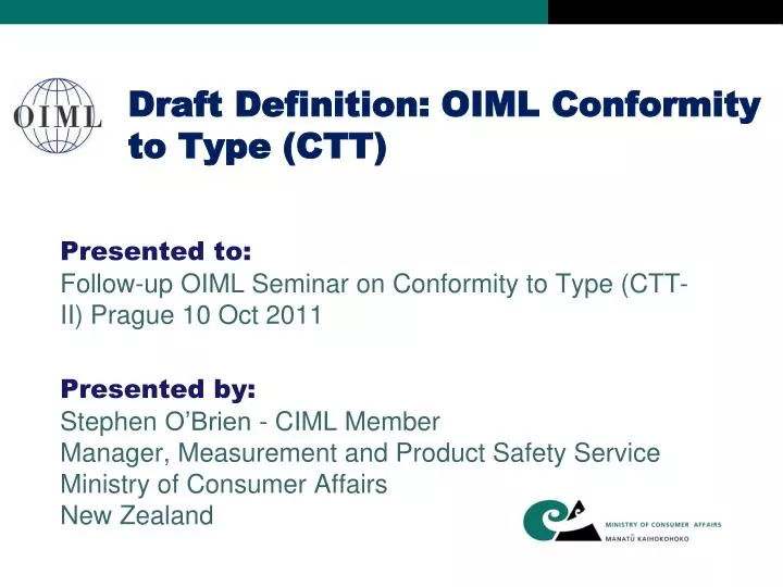 draft definition oiml conformity to type ctt