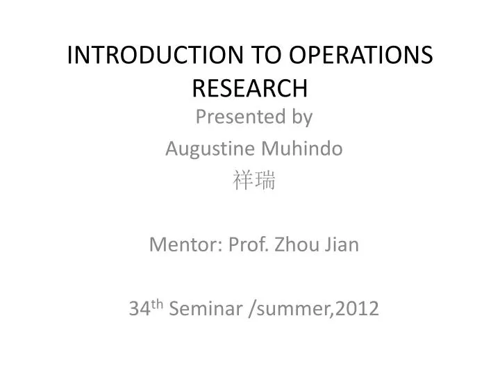 introduction to operations research