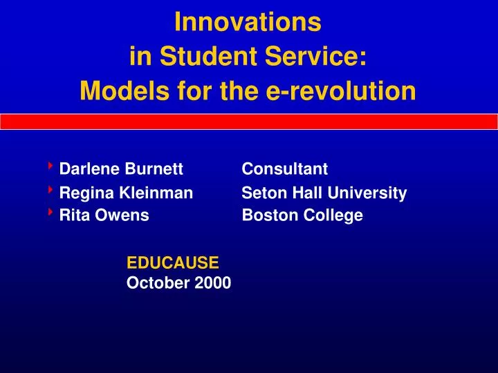 innovations in student service models for the e revolution