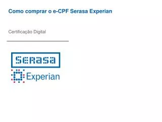 como comprar o e cpf serasa experian