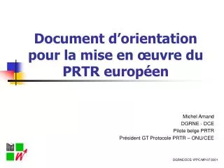document d orientation pour la mise en uvre du prtr europ en