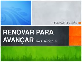 renovar para avan ar bi nio 2010 2012