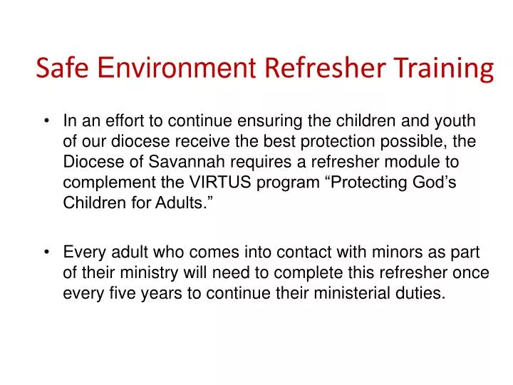 safe environment refresher training