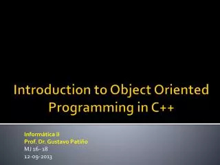 Introduction to Object Oriented Programming in C++