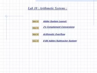 Lab 10 : Arithmetic Systems :