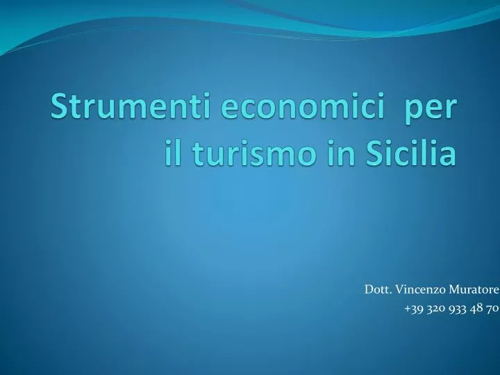 strumenti economici per il turismo in sicilia
