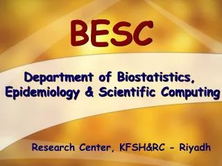 Department of Biostatistics, Epidemiology &amp; Scientific Computing