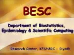 Department of Biostatistics, Epidemiology &amp; Scientific Computing - slide 1