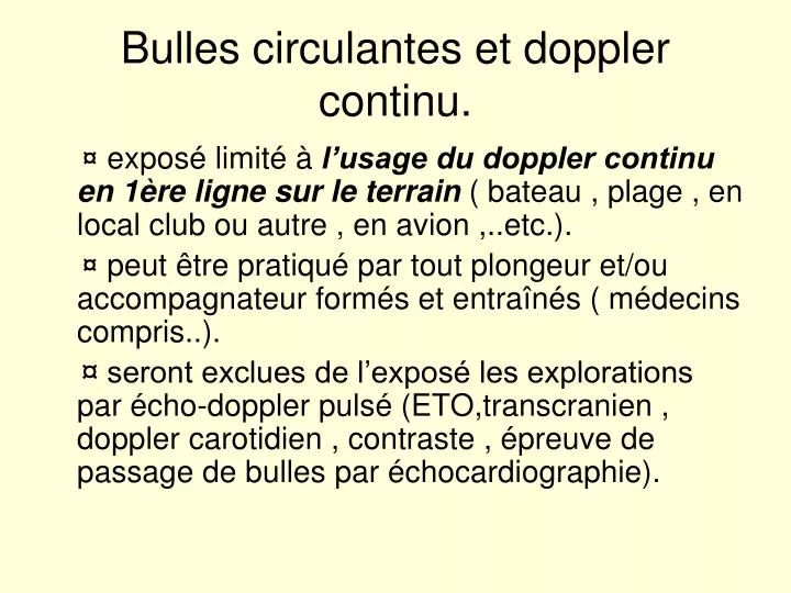 bulles circulantes et doppler continu