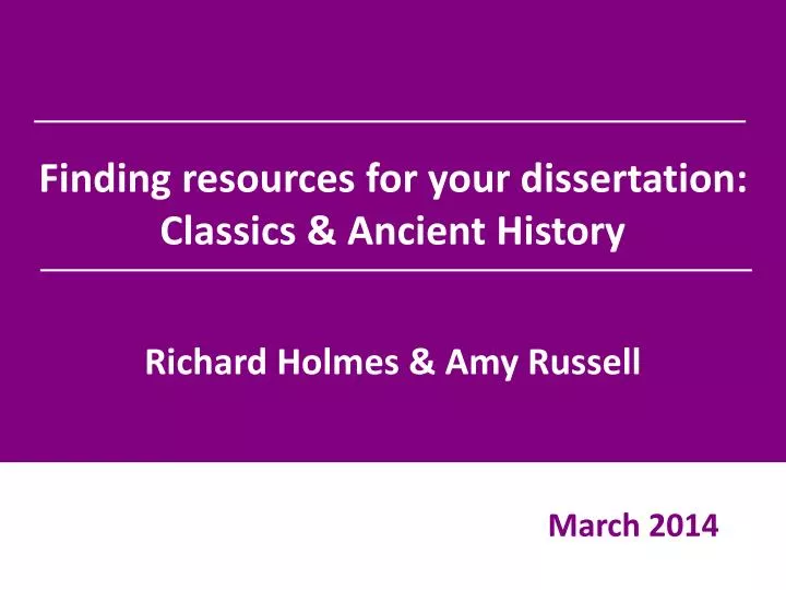 finding resources for your dissertation classics ancient history