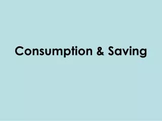 Consumption &amp; Saving