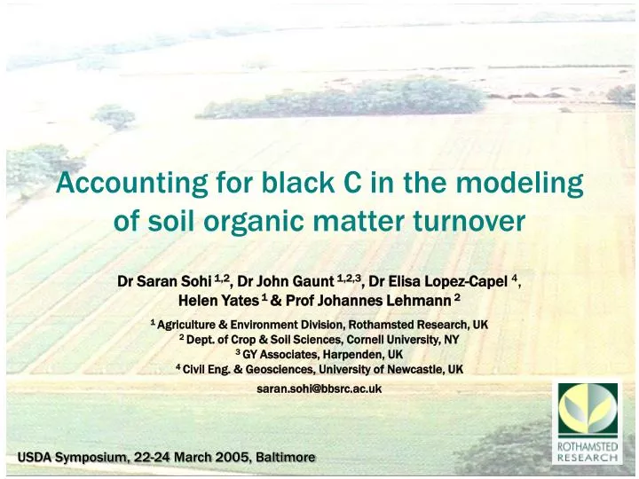 accounting for black c in the modeling of soil organic matter turnover