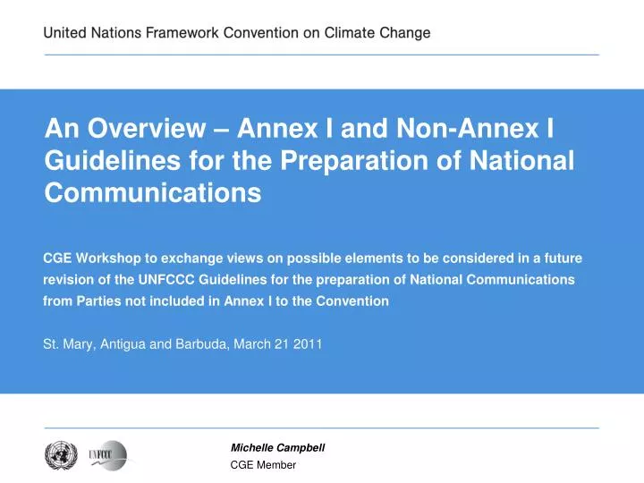 an overview annex i and non annex i guidelines for the preparation of national communications