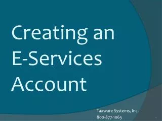 Creating an E-Services Account