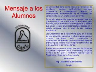 mensaje a los alumnos