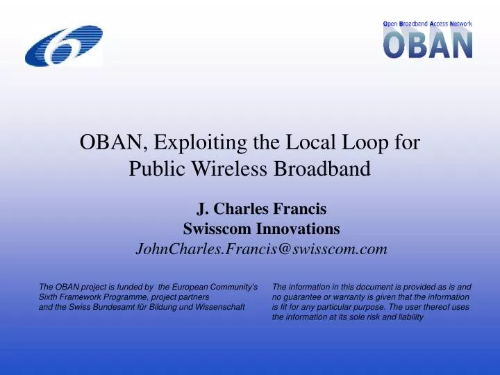 oban exploiting the local loop for public wireless broadband