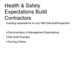Health &amp; Safety Expectations Build Contractors