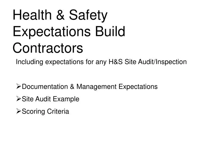 health safety expectations build contractors