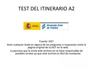 test del itinerario a2