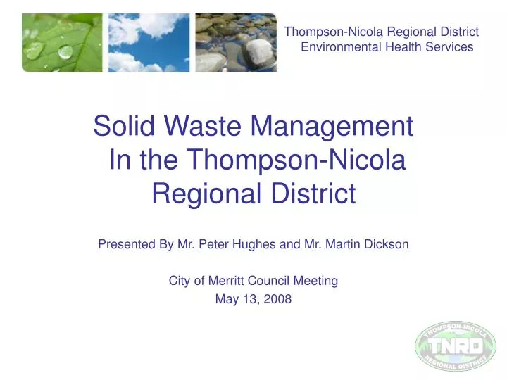 solid waste management in the thompson nicola regional district