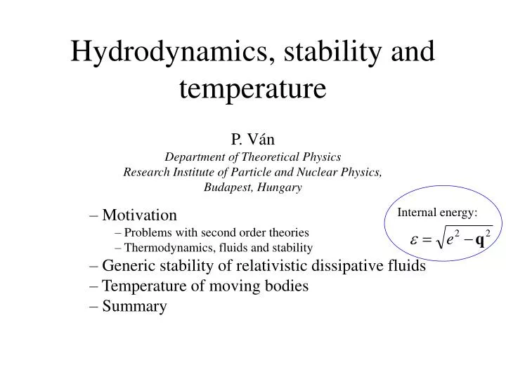 hydrodynamics stability and temperature