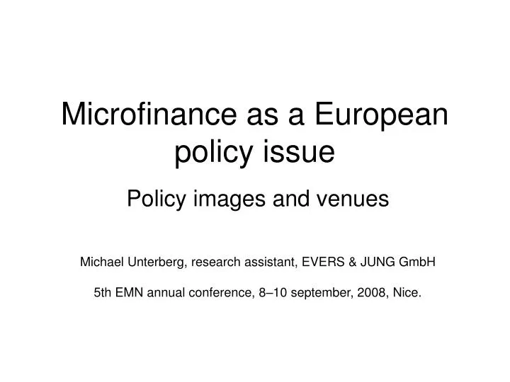 microfinance as a european policy issue