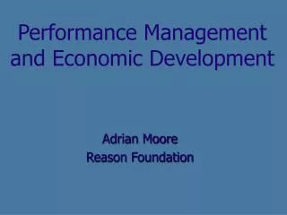 Performance Management and Economic Development