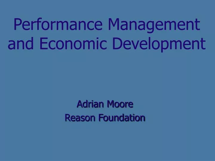 performance management and economic development