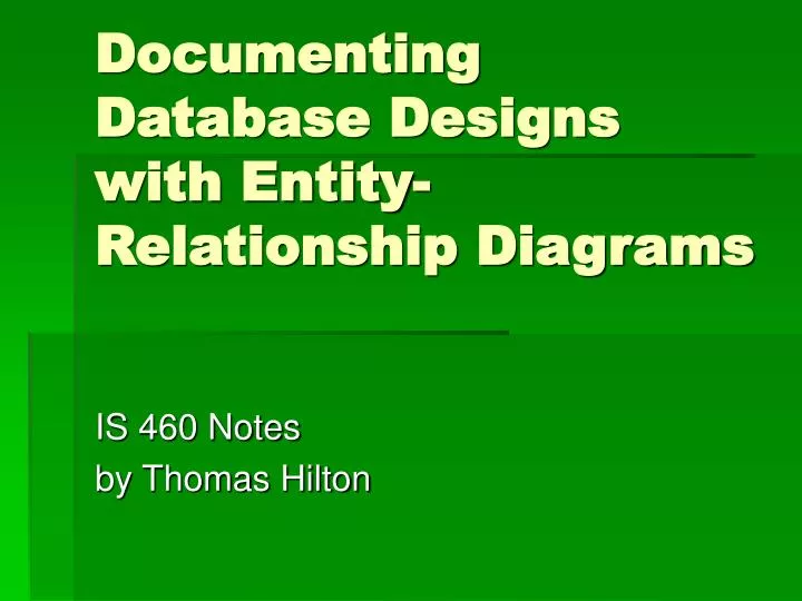 documenting database designs with entity relationship diagrams