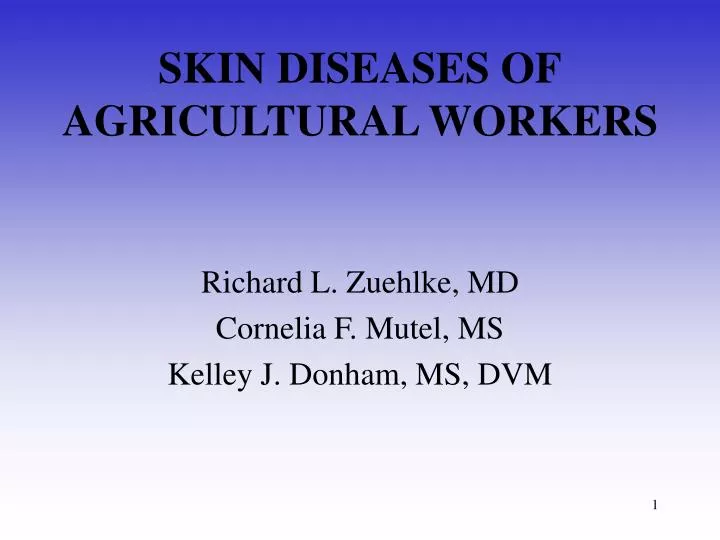 skin diseases of agricultural workers