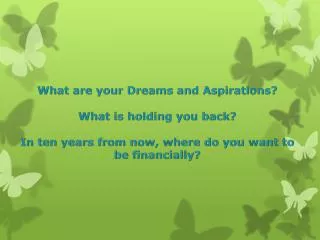 What are your Dreams and Aspirations? What is holding you back?