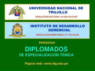 INSTITUTO DE DESARROLLO GERENCIAL RESOLUCIÓN MINISTERIAL Nº 1272-85-ED