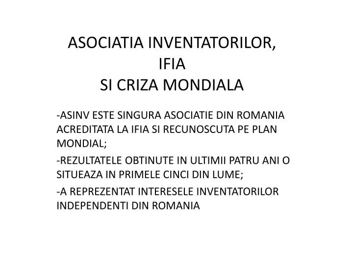 asociatia inventatorilor ifia si criza mondiala