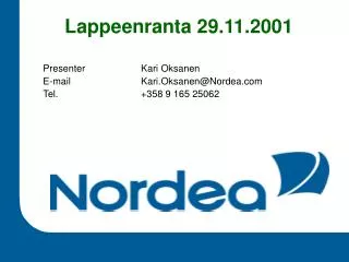 Lappeenranta 29.11.2001