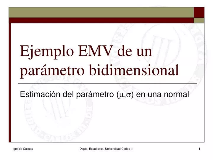 ejemplo emv de un par metro bidimensional