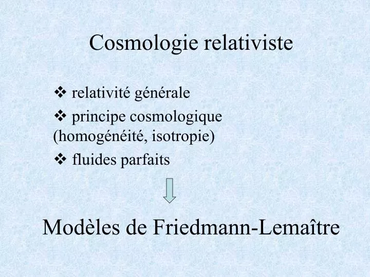 cosmologie relativiste