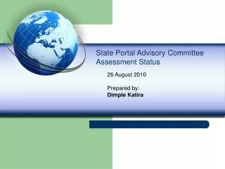 State Portal Advisory Committee Assessment Status