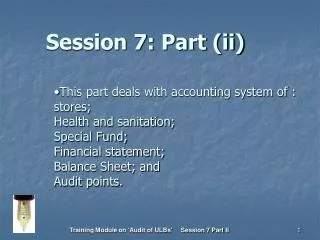 Session 7: Part (ii)