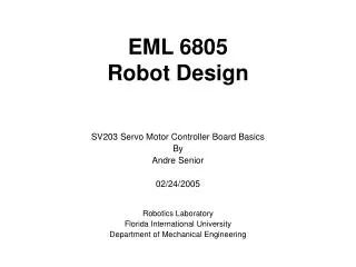 EML 6805 Robot Design