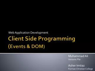 Client Side Programming ( Events &amp; DOM)